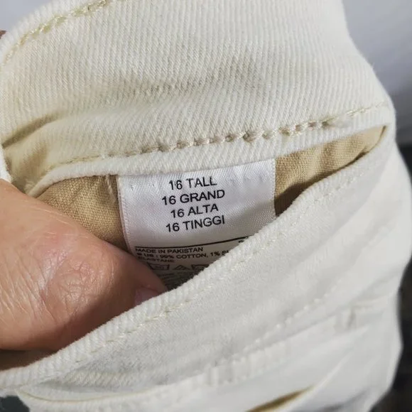 Old Navy Loose Boyfriend Jeans Size 16 Tall Cream Stretch Denim - Picture 3 of 3